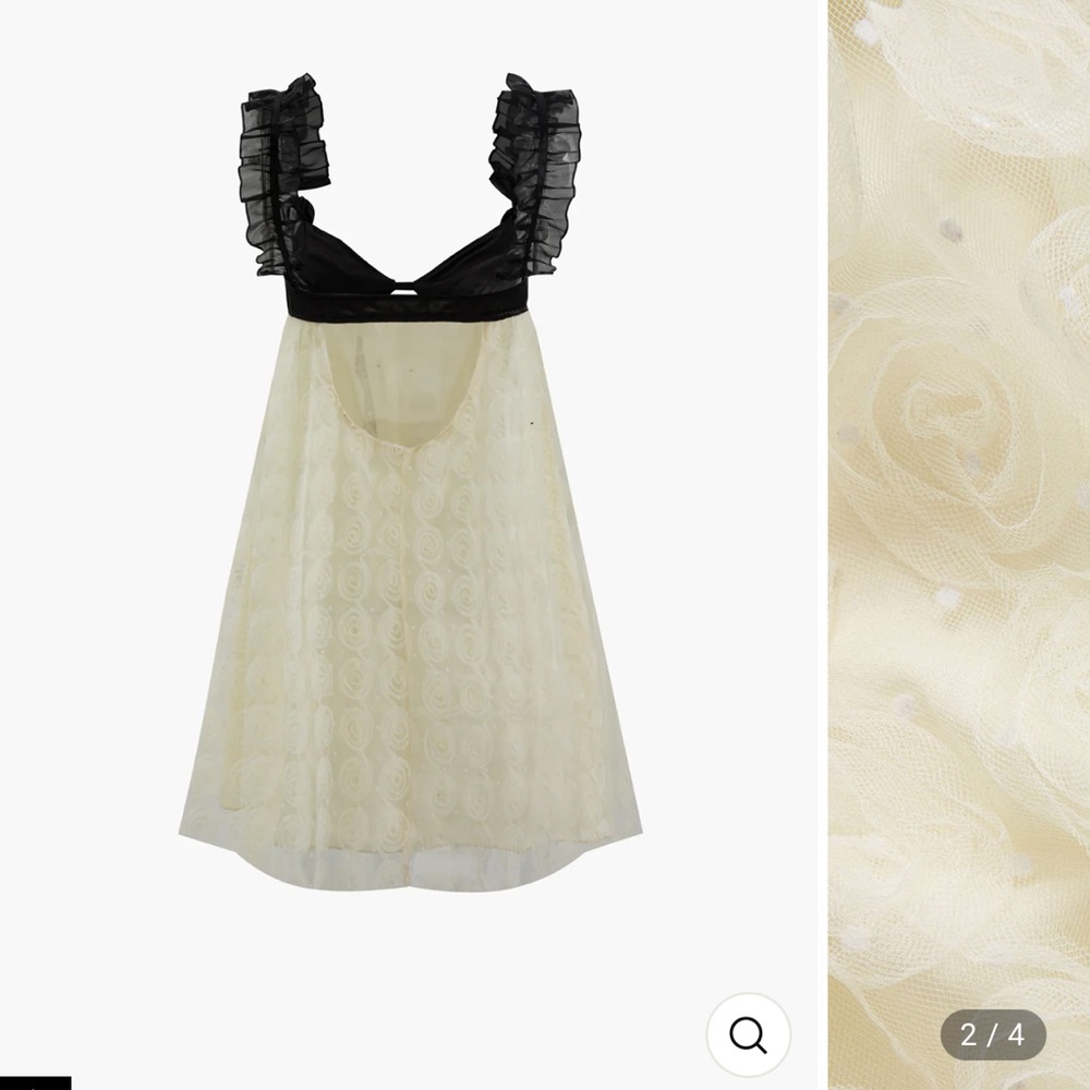 Elegant Black and Cream Mini Dress - Picture 4 of 9